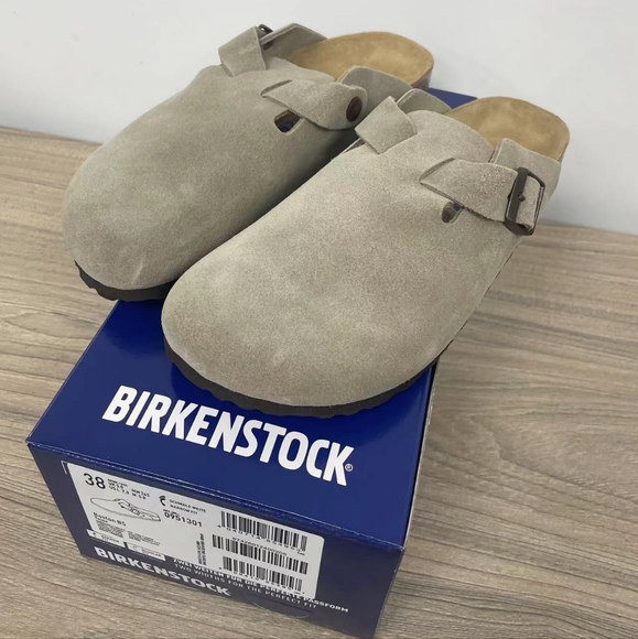 Birkenstock Shoes Birkenstock Boston Soft Insole Suede Taupe Shoes Narrow Fit Poshmark